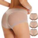 WOWENY Tummy Control Panties for Women Seamless Butt Lifter Briefs Comfy Body Shaper Shapewear Sexy Underwear (Large, 3 Pack-beige)