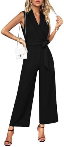 SheKiss Casual Elegant Jumpsuits For Women Dressy 2026 One Piece Short Sleeve Rompers Wide Leg Formal Business Outfits. XXL