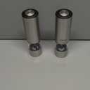 SIMPLETASTE Electric Salt and Pepper Grinder Set Automatic One Handed, Stainless Mill Shakers with Lights and Adjustable Coarseness, Battery Operated (Set of two, Silver)