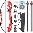 Monsour Archery Recurve Bow and Arrows Set for Adults Metal Riser 51" Longbow Kit Right Hand Straight Bow for Beginner Outdoor Hunting Shooting Practice (Red 40lb)
