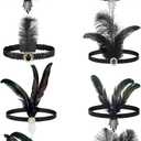 Geyoga 8 Pcs Mardi Gras Fascinators Funeral Hats Pillbox Hat with Veil Feather Headband for Women Tea Party Carnival Costume (Black)