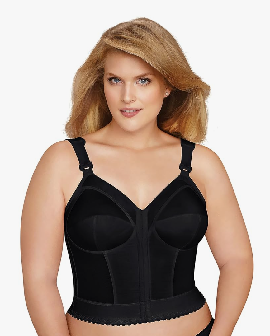 Exquisite Form 5107530 FULLY Slimming Wireless Back & Posture Support Longline Bra with Front Closure, Size L-XL