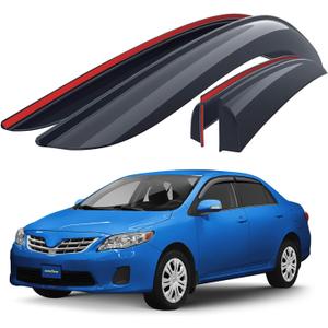 Goodyear Shatterproof Side Window Deflectors for Toyota Corolla 2009-2013 Sedan, Tape-on Rain Guards, Window Visors for Cars, Vent Deflector, Vent Visor, Car Accessories, 4 pcs - GY003120LP