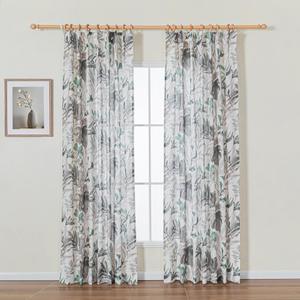 2 x MYSKY HOME Pinch Pleated 95 Inches Floral Curtains for Living Room/Dining Room Burlap Effect Printed Privacy Protect Linen Drapes Window Treatments, 2 Panel, Brown and Natural