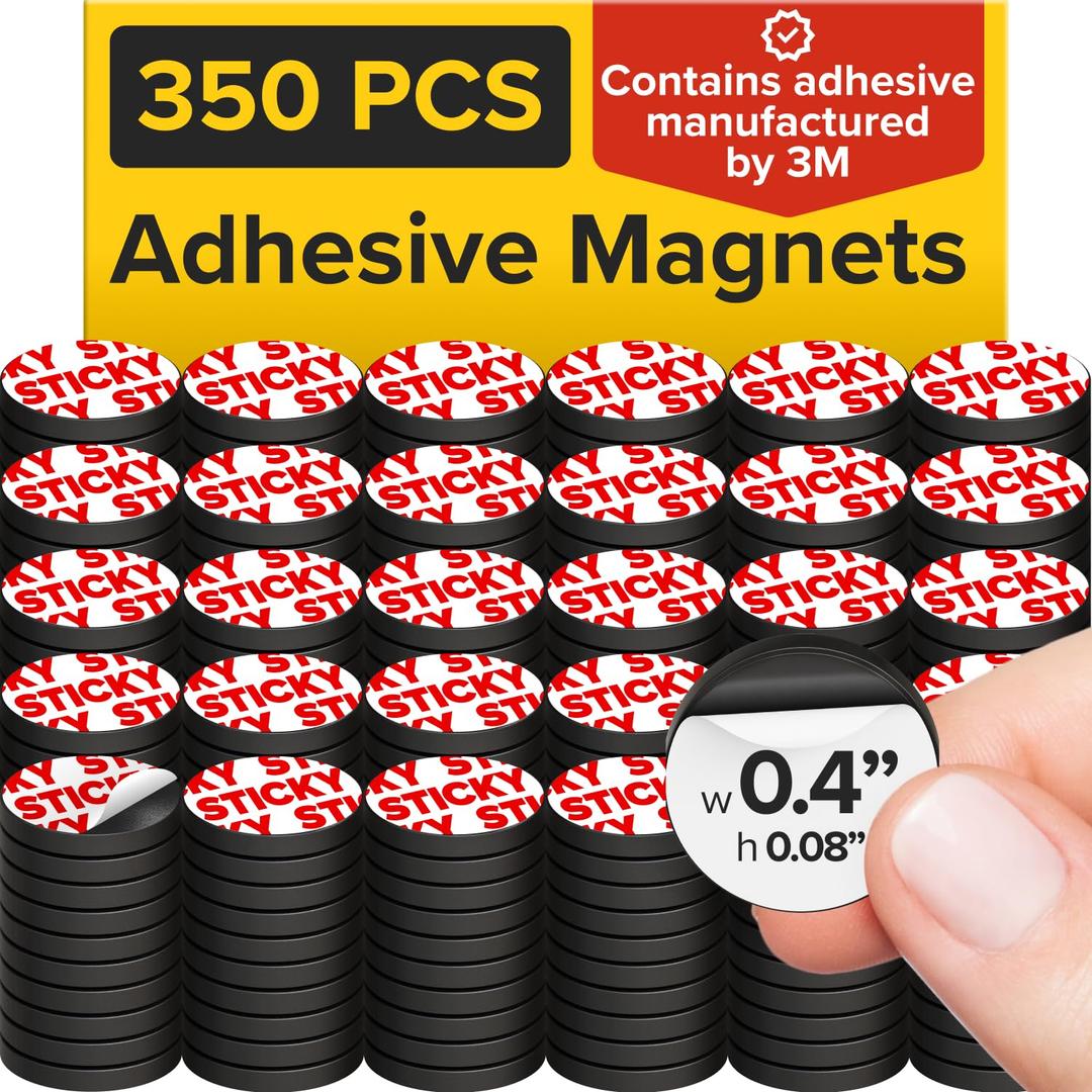 Peel-&-Stick Flexible Adhesive Magnets  350 pcs (0.4"x0.08") Magnetic Dots for Office Supplies, Whiteboard, Crafts, Fridge, & School Projects