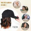 GUOJIAN Hat Wigs for Women 6' Short Wave Baseball Cap Wigs with Curly Hair Extensions Synthetic Wave Wig Adjustable Hat with Hair Attached for Daily Use (1B/350, 6inch)