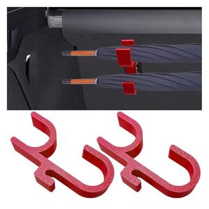 KPFILEH 2PCS Car Umbrella Hook, No Drilling Multifunctional Plastic Auto Trunk Umbrella Holder, Universal Double Hook Vehicle Interior Seat Organizer Accessories for Car, SUV(Red Double)