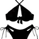 Sexy Bikini for Women Underwire Swimsuits Spaghetti Strap Swimwear Criss Cross Halter Bathing Suit 2 Piece (Black, M)