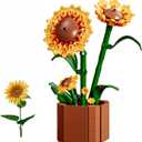 Flower Building Blocks Set for Adults, Sunflowers Pot 269 PCS Botanicals Bonsai Series for Woman 14+, Bouquet Plants Kits Decoration for Home Office Desk