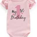 Fish With Grandpa Baby Boy Clothes Unisex Funny Baby Girl Bodysuits 0-3 months (12-18 Months, My 1st Birthday Pink)