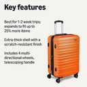 Amazon Basics 26" Hardside Medium Checked Luggage, Expandable Hardshell Suitcase with Wheels, Scratch-Resistant Surface, Four Multi-directional Wheels, Orange