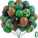 60pcs 12inch Camo Balloons, Green and Brown balloons with Dark Green Black Balloons for Hunting Camping Game Jungle Theme Camo Birthday Party Decorations