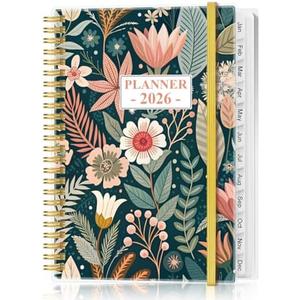 2026 Planner - Planner 2026 from January 2026 - December 2026, Weekly & Monthly Planner Spiral Bound with 12 Monthly Tabs, Inner Pocket, 6.4" x 8.5", Flower-C