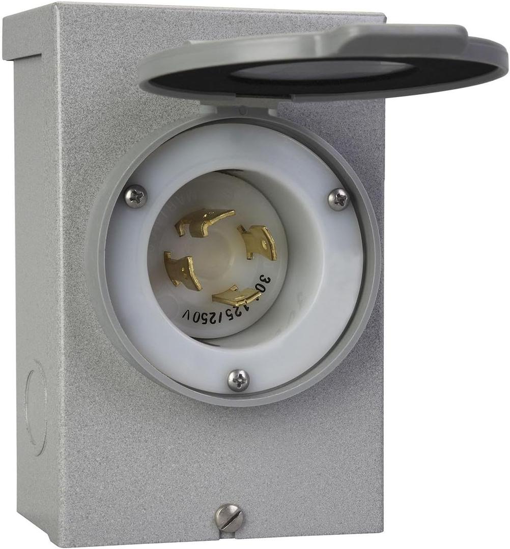 Reliance Controls Generators Up to 7,500 Running Watts PB30 30-Amp NEMA 3R Power Inlet Box, Gray