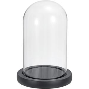 PATIKIL 7.7"x3.9" Clear Cloche Glass Dome, Glass Bell Jar Display Case Tabletop Centerpiece with Black Wooden Base for Christmas Home Decor