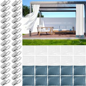 10 Set Outdoor Curtain Weights Upgraded 30 oz High Weighted Sand Bags with 30 Metal Clips for Gazebo Patio Tent Tablecloth 7.5"*8.7" Blue