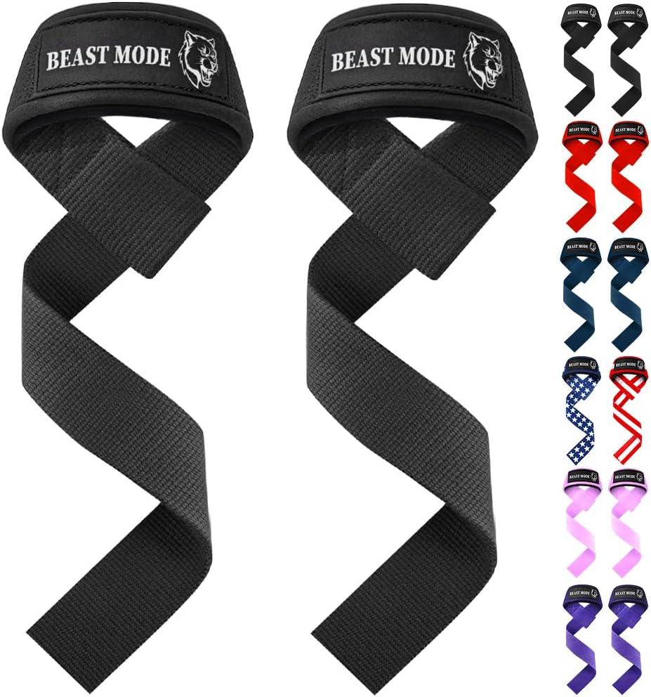 TECEUM Lifting Straps for Weightlifting Gym Strength Training - Wrist Straps with Neoprene Padded Cotton - Men & Women Ideal for Powerlifting, Bodybuilding & Deadlifts 18" - Beast Mode
