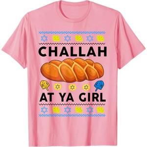 Jewish Gift Hanukkah Shirt Challah at Ya Girl Funny Chanukah T-Shirt, M