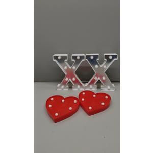 Cunno Valentines Decorations XOXO Light up LED Sign XOXO Letters Sign Wall Decor Heart Shaped Hanging Wall Art Valentine Decoration for Home Bedroom Office Night Light(Silver, Red)