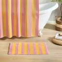 MONDAY MOOSE Bath Mat with Striped Design, Microfiber Absorbent Non Slip Tufted Rug for Floor, Shower or Kitchen (20x32 inch, Sunrose)