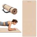 Yoga Mat Extra thick 8mm Exercise mat, Soft Lightweight TPE Fitness Mat with strap, High Elasticity, Anti-fatigue,non-slip mat for Women, Yoga, Camping, Travel, Gym & Outdoor | 72"L x 0.32"Th (Milk coffee, Widen(27.5 inch width))