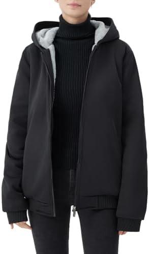 JiangWu Womens Fashion Fleece Sherpa Lined Hooded Coat Winter Thicken Warm Jacket Large