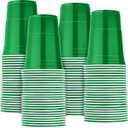 Mimorou 200 Pack Plastic Cups Bulk for Christmas Thanksgiving Party 16 oz Disposable Cups Stackable Plastic Beverage Drinking Tumblers for Wedding Birthday Bachelor Baby Shower Picnic Party(Green)