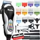 Mueller Ultragroom Professional Hair Clippers for Men with Colored Design, Hair Trimmer for Men, 12 Guide Combs, Trimmer for Hair, Beards, Head, Body, and Face
