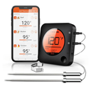 BFOUR Meat Thermometer Wireless Bluetooth, LCD Digital Meat Thermometer with Dual Probe, Wireless Remote BBQ Thermometer for Smoker Kitchen Cooking Grill Thermometer Timer for Grilling BBQ Oven