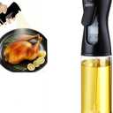 Olive Oil Sprayer for Cooking, 220ml Glass Oil Dispenser for Kitchen Gadgets, Food Grade Premium Spray Bottle, Continuous Spray with Portion Control, for Salad, Frying, BBQ (Black Cap)