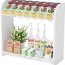 Coffee Pod Organizer for Countertop, Bamboo K Cup Holder, Easy Assembly Coffee Station Organizer for Home Office Coffee Bar, White