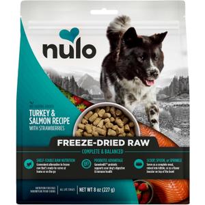 Nulo Freeze-Dried Raw Turkey & Salmon Recipe with Apples Complete and Balanced Dry Dog Food Kibble, 8 Ounce Bag (8 Ounce (Pack of 1))