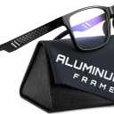 Carbon Blue Light Blocking Glasses Men for Computer, Gaming, Metal Frame Green Light Protection Night Driving Glasses for Man (Black)