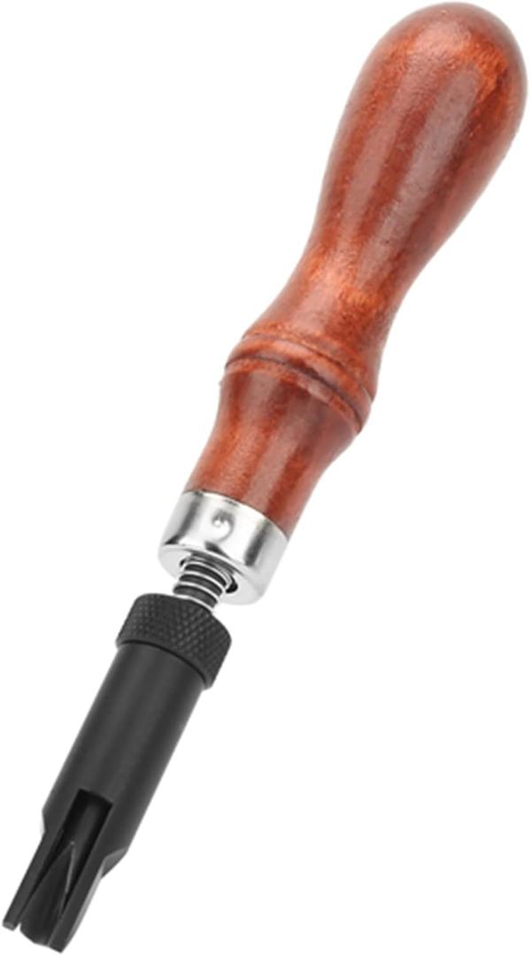 V Type Push Groover Adjustable Wood Handle Cotton Crochet Thread Cove Base Groover Leather Grooving Craft Gouge Tool
