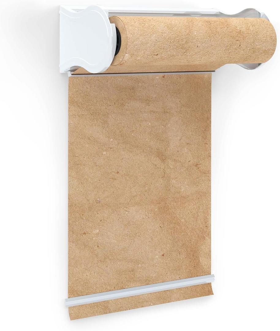 Deluxe Metal Wall Mounted 18" Craft Paper Roll Dispenser and Cutter, White