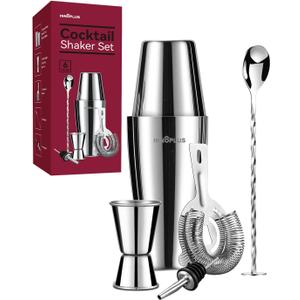 Cocktail Shaker, 27OZ Martini Shaker, Drink Shaker, Cocktail Shaker Set 6 Pcs,Boston Shaker, Bar Set, Cocktail Strainer, Bar tools, Bartender Kit, Stainless Steel Double Measuring Jigger, Mixing Spoon