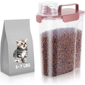 LEAWALK 5Lbs Airtight Cat Dog Food Storage Container with Upgraded Large Nozzle BPA-Free, Pet Food Storage Containers for Rice, Grain, Pet Food, Flour, Dog Treat Storage (Pink, 5L-1pack)