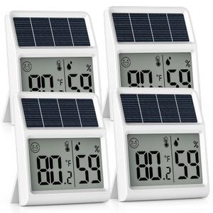 Digital Indoor Thermometer & Hygrometer, Light Powered (No Rechargeable Batteries Runs Only on Real-time Light Exposure) Solar Indoor Temperature and Humidity Monitor, Humidity Gauge