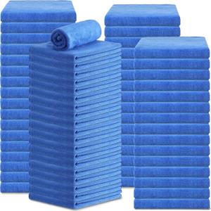 Newwiee 72 Pack Microfiber Bleach Proof Towels Bulk for Salon 18 x 30 Inch Dry Lint Free Hair Drying Hand Towels for Hair, Gym, Bath, Spa, Shaving, Barber(Blue)