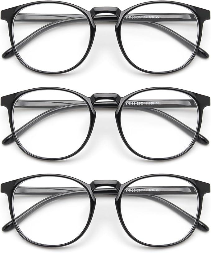 IBOANN Chic & Comfy Blue Light Glasses for Women - 3-Pack Round Frames, Screen-Ready Style with UV Protection Coating