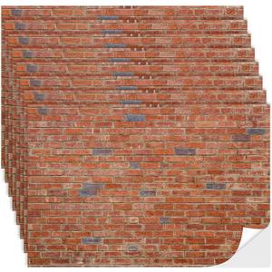 Flutesan 12 Pcs Miniature Dollhouse Wallpaper and Flooring Peel and Stick Mini DIY Self Adhesive Dollhouse Accessories 8.27 x 11.69 Inch (Red Clinker)