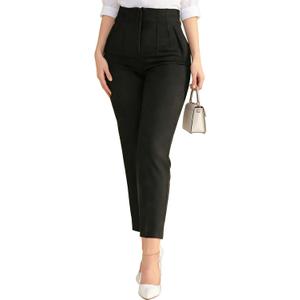 Womens Straight Leg Pants 2026 High Waisted Stretchy Business Casual Work Pants Dress Office Trousers with Pockets (Medium, Black)