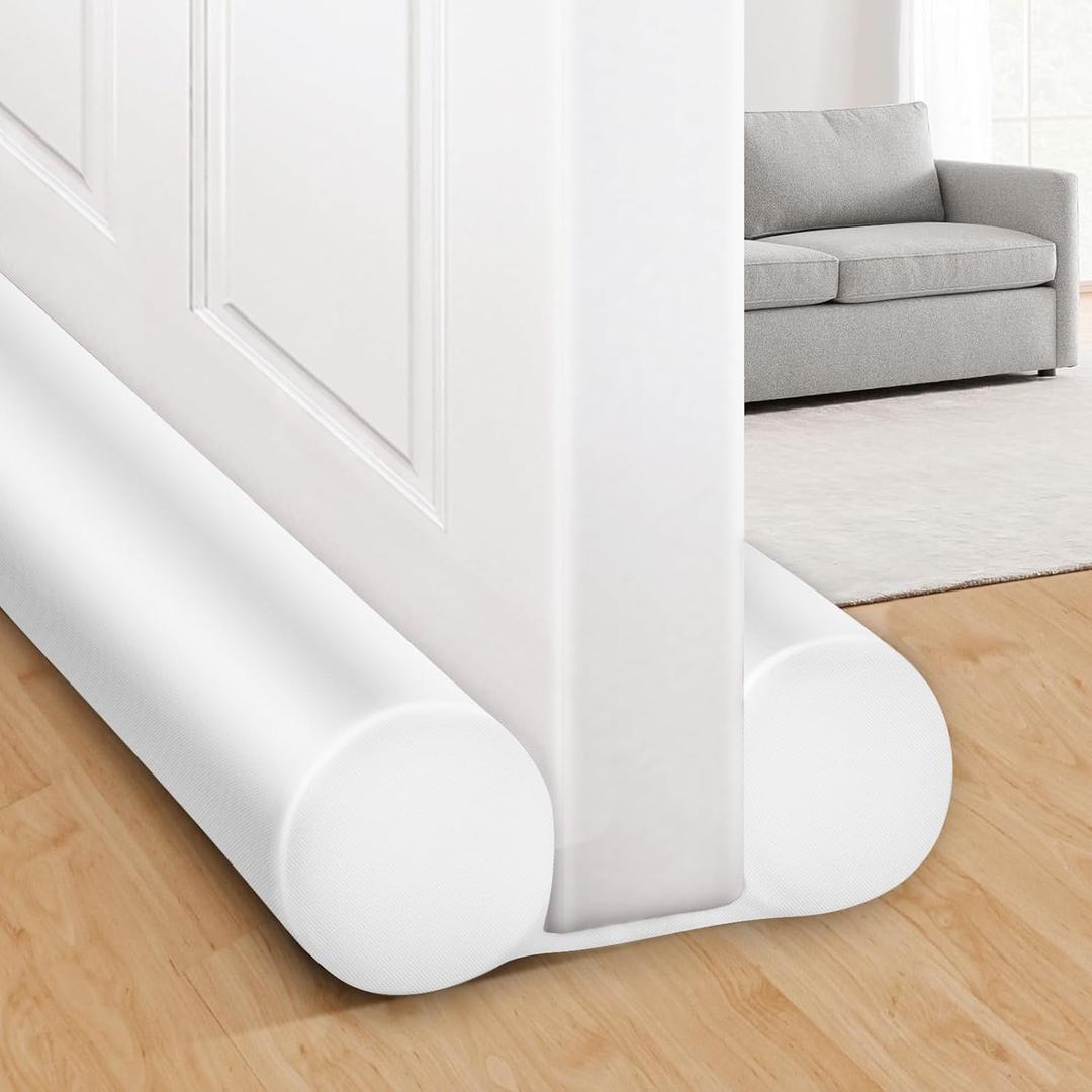 MAXTID Under Door Draft Stopper White 32Inch, Weather Stripping Door Seal, Door Sweep for Exterior & Interior Doors Door Bottom Seal Dust and Noise Insulation Large Door Draft Guard of Doors, 32" (Up to 1.7" Gaps)