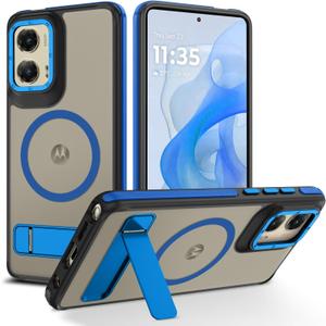 GUAGUA for Motorola Moto G Stylus 5G 2024 Magnetic Case Compatible with Magsafe Translucent Matte Scratch-Resistant Back Shockproof Invisible Folding Stand Case for Moto G Stylus 5G 2024, 6.7'', Blue