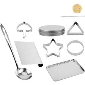 9pcs Korean Sugar Candy Making Tools, Stainless Steel Dalgona Cookie Cutters Set Multi-Shape Biscuit Molds for Baking Cake Decoration Family And Party Game DIY