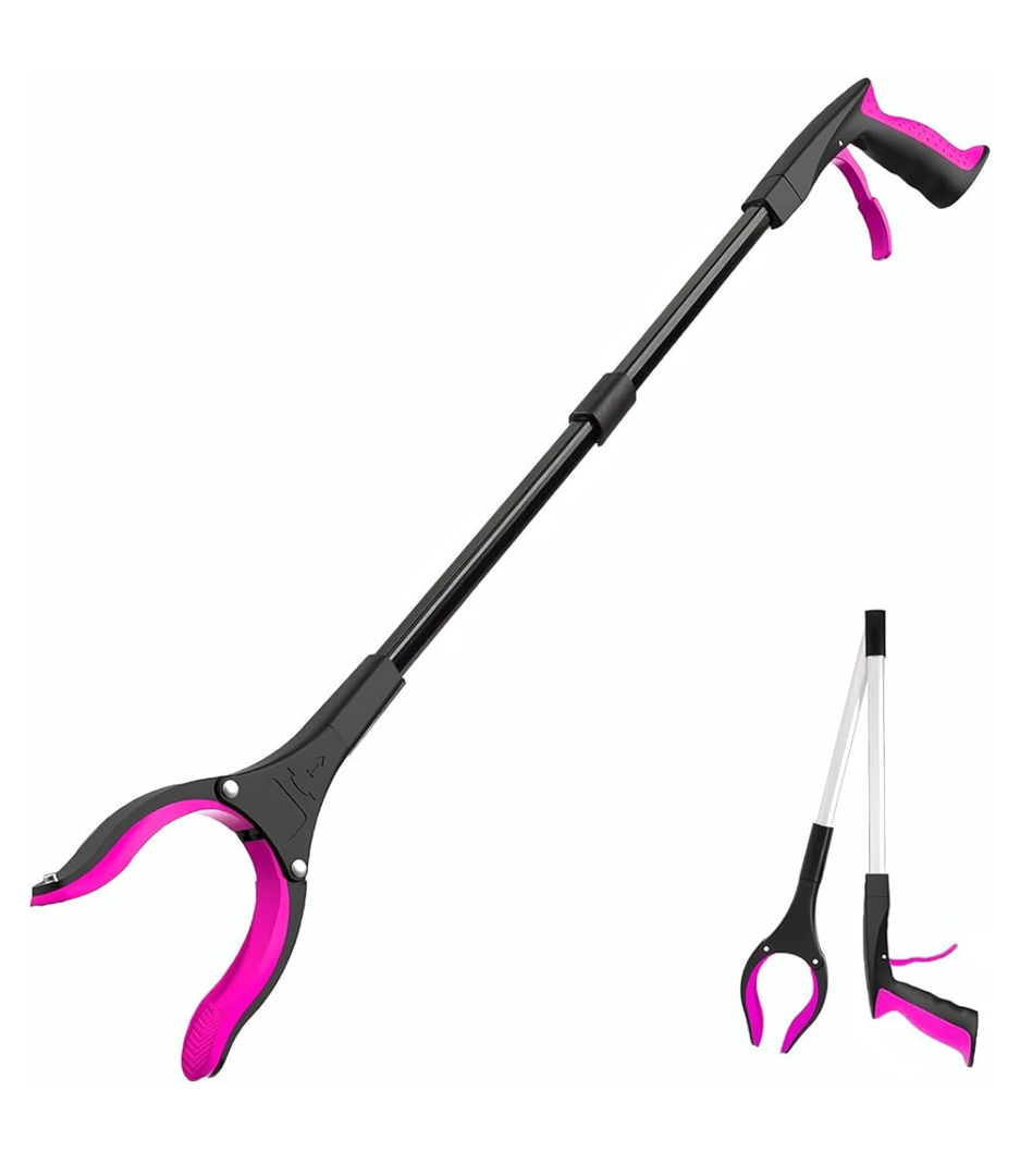 Grabber Reacher Tool - 32” Extra Long Foldable Gripper and Reaching Tool - Heavy Duty Pick Up Stick Grabbers for Seniors, Trash, Surgery Recovery Must Haves Gifts (Black Purple)