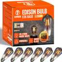 OMED LED Edison Vintage Light bulbs 40 Watt Equivalent E26 Base 2200k Warm White Dimmable ST64 Smoke Grey Glass 40w Energy Saving Ideal Dining Rooms Durable Light for a Cozy Atmosphere 6 Pack