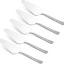5-Piece Pie Server, E-far Hammered Stainless Steel Cake Server Spatula for Cutting Pastry Cheese Pizza, Serrated Edge with Square Handle, Mirror Polished & Dishwasher Safe-8.9 Inch