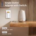 SYCON 4 Outlet Wall Adapter with A Power Switch and Night Light, 2-Prong Extender Adapter Plug with 4 Electrical Outlets for Travel Home Hotel Office-White 1 Pack