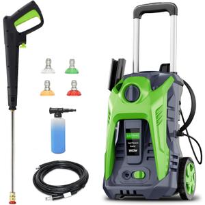 Electric Pressure Washer 4800PSI-Max 2.9GPM Electric Power Washer with 25 Foot Hose, 16.4 Foot Power Cord, Soap Tank Car Wash Machine Green Ideal Cleaning for Patio